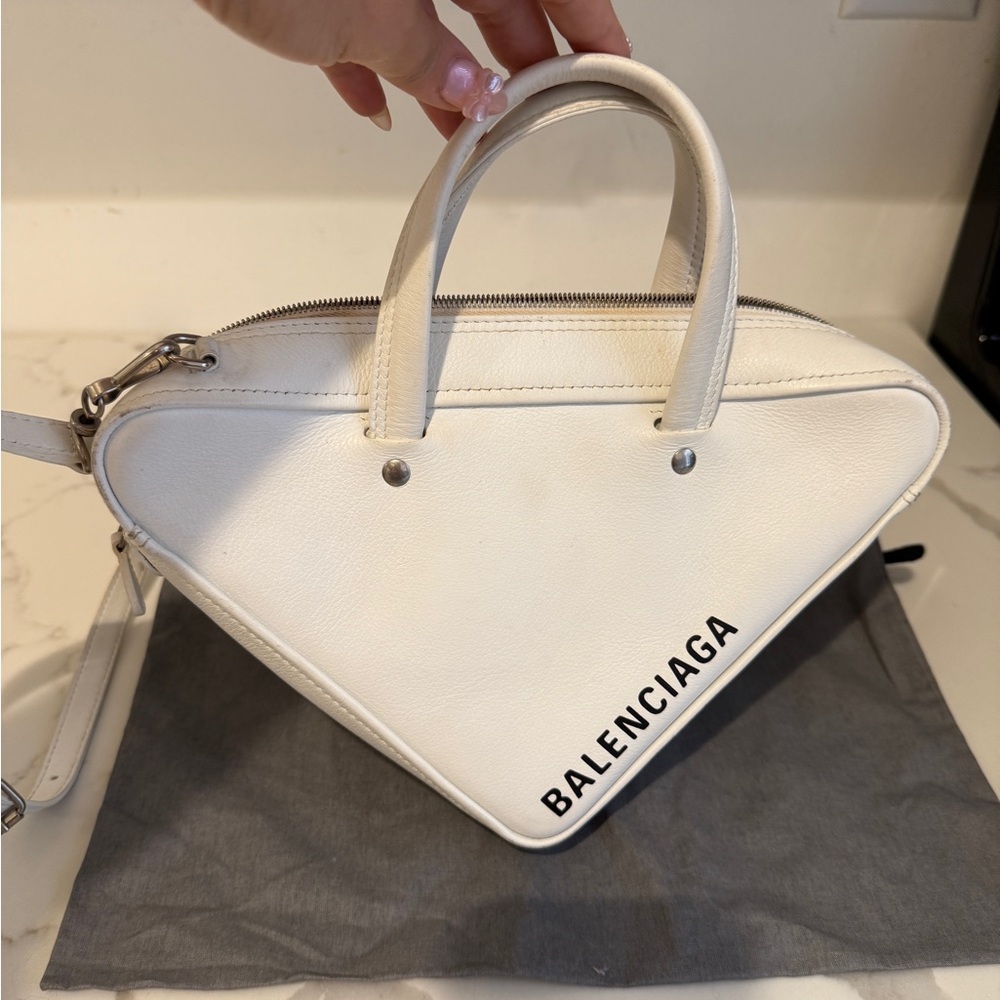 Balenciaga white Small Triangle Bag with shoulder strap and handle